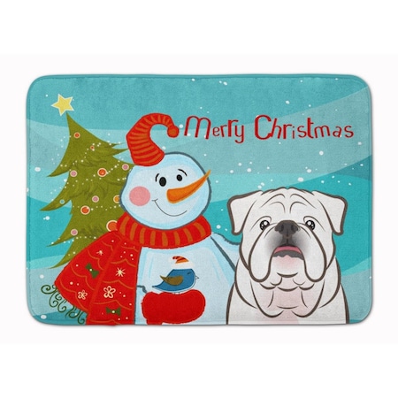 Carolines Treasures Snowman with White English Bulldog Machine Washable Memory Foam Mat BB1840RUG
